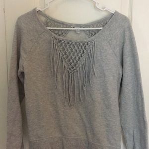 Fringy gray sweatshirt
